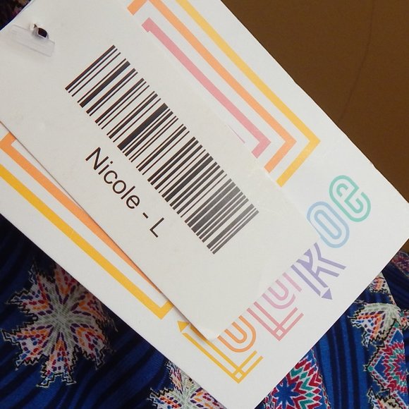 LuLaRoe "Nicole" Dress  NWT  Size L  Blue Multi-Color - Picture 5 of 7